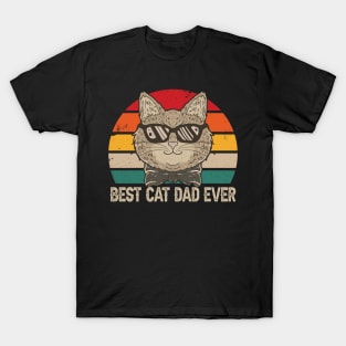 Retro Vintage Best Cat Dad Ever Funny Cat Daddy T-Shirt